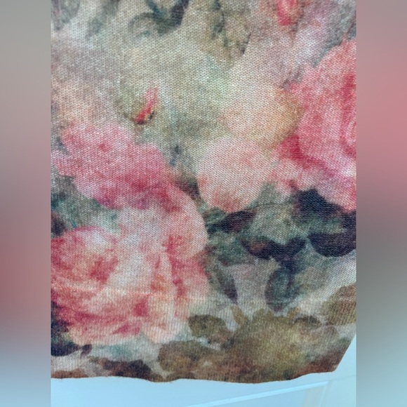 NWT new by Anthropologie cap sleeve mock neck cashmere sweater top XXS floral - Picture 6 of 15